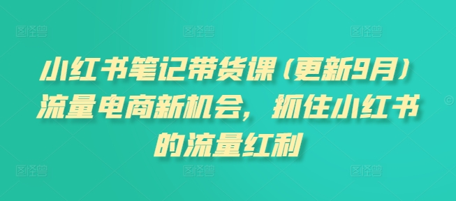 小红书笔记带货课(更新25年1月)流量电商新机会，抓住小红书的流量红利-网创星球