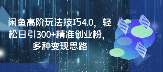 闲鱼高阶玩法技巧4.0,轻松日引300+精准创业粉,多种变现思路-网创星球