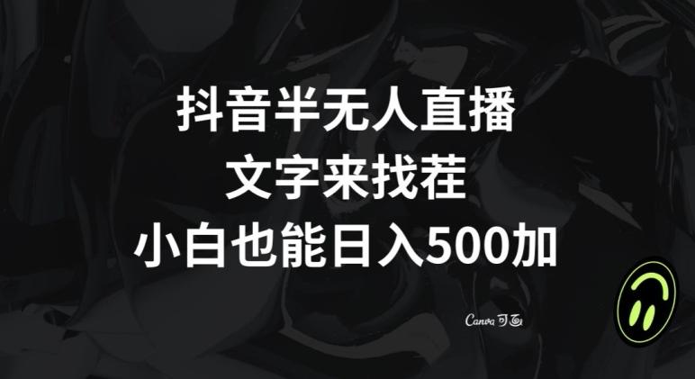 抖音半无人直播，文字来找茬小游戏，每天收益500+【揭秘】-网创星球